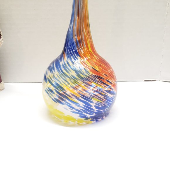 Red Blue & Yellow Swirl Hand Blown Table Decor - Picture 4 of 12